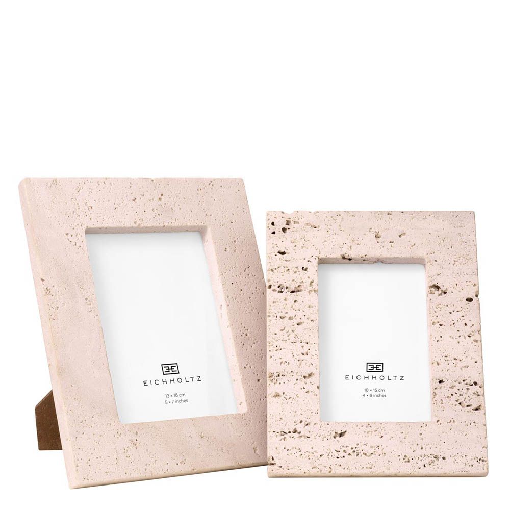 Natural off-white/beige stone picture frames in set of 4