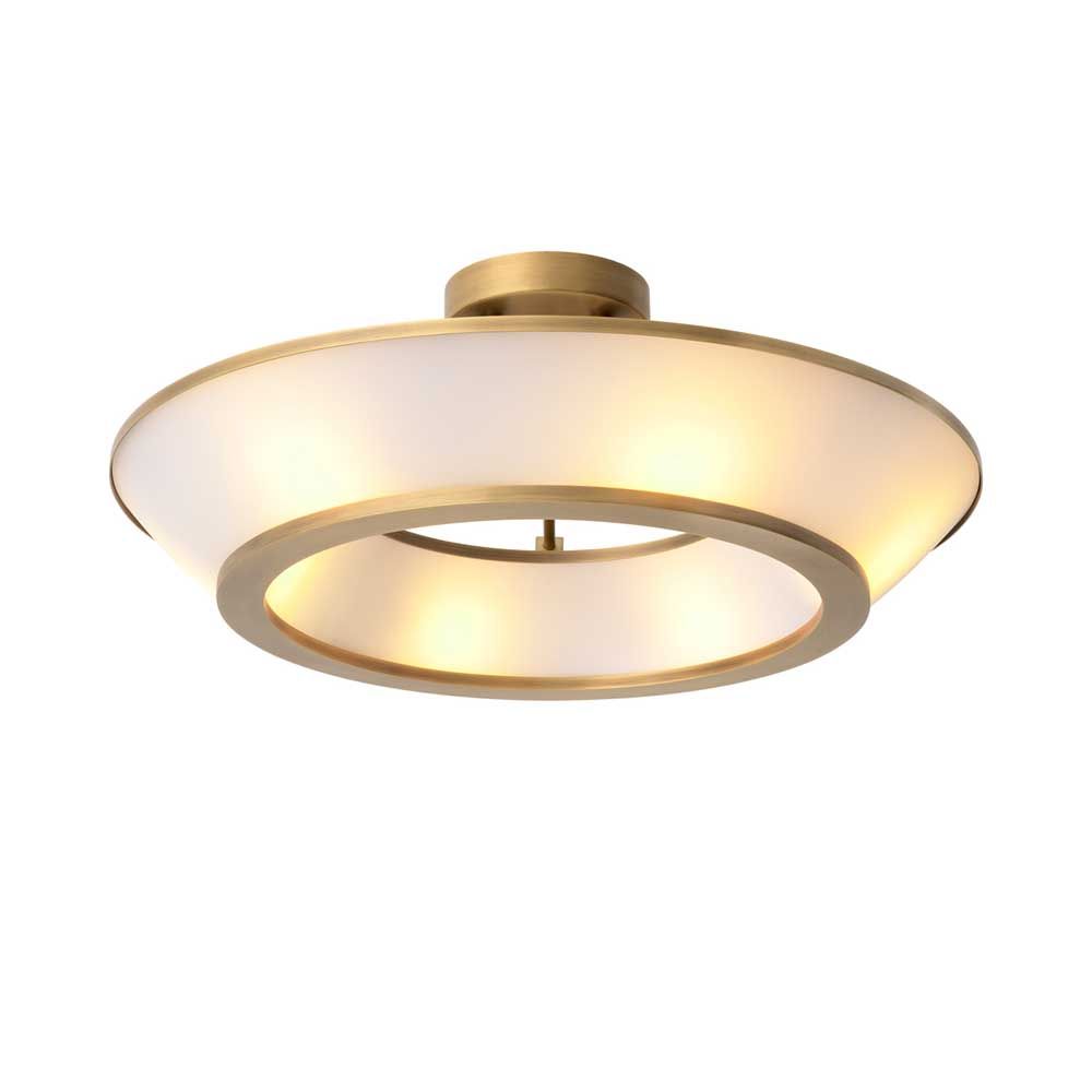 glamorous brass ceiling light with translucent glass