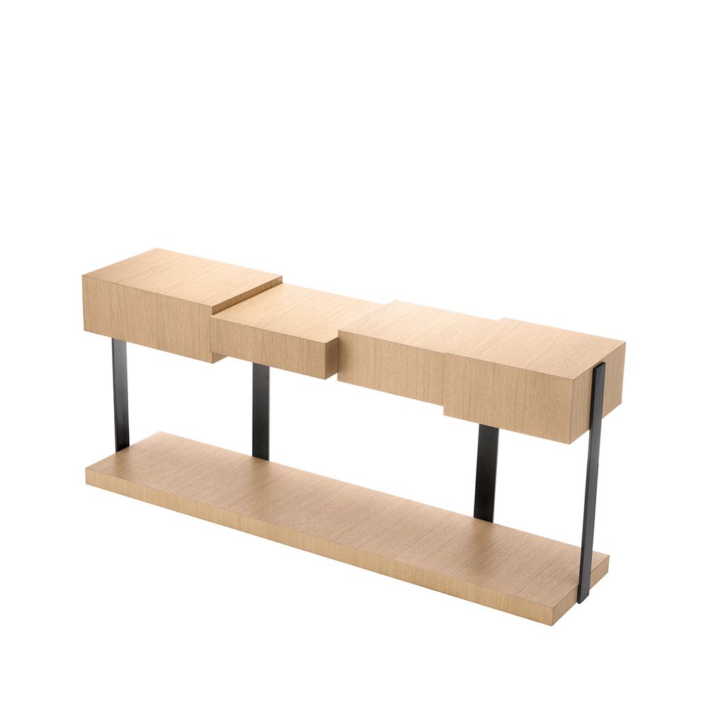 Natural oak cubist design console table