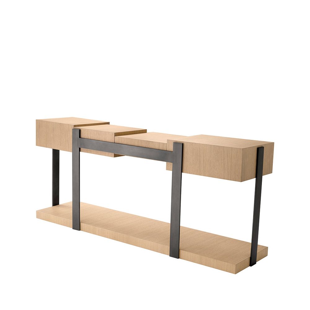Natural oak cubist design console table
