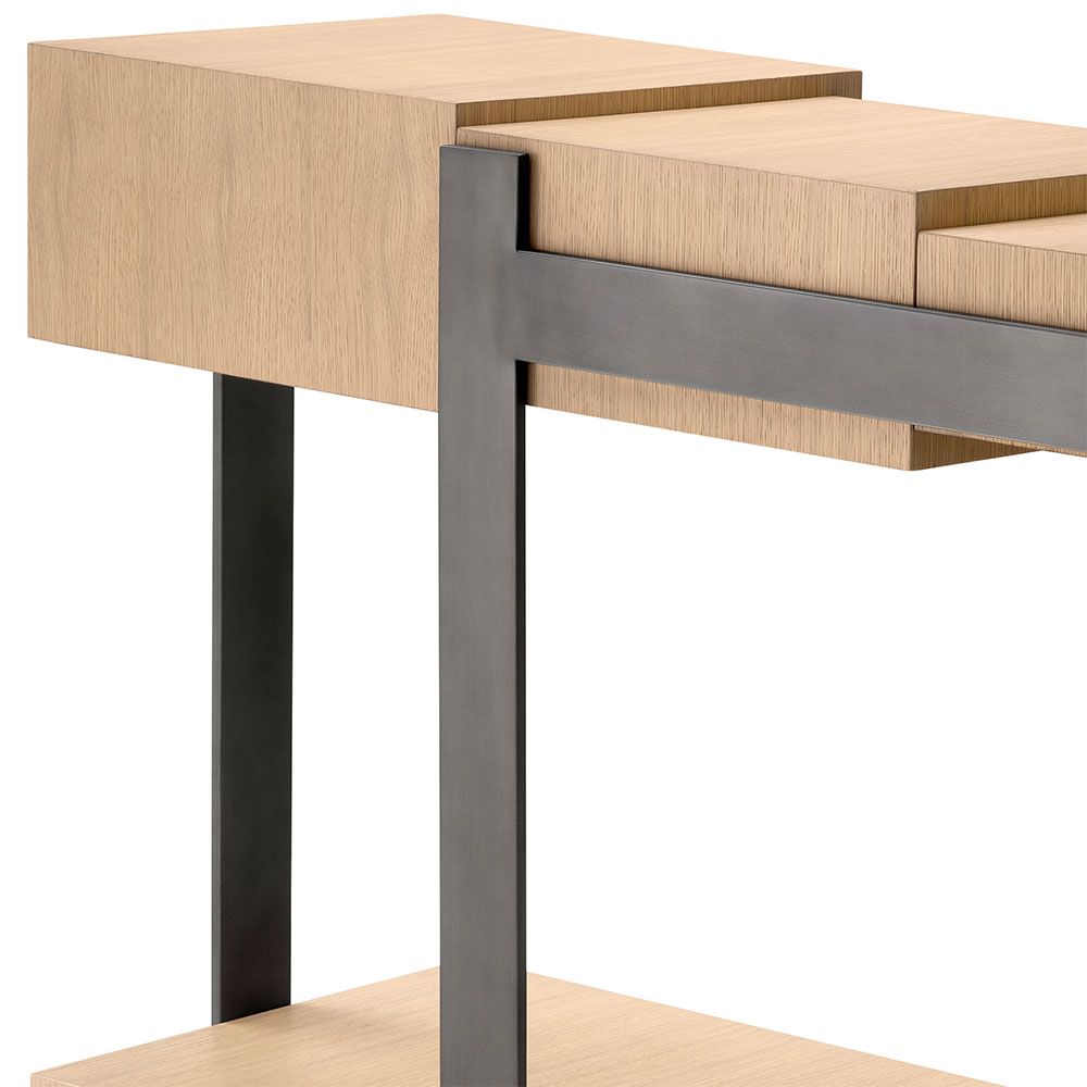 Natural oak cubist design console table