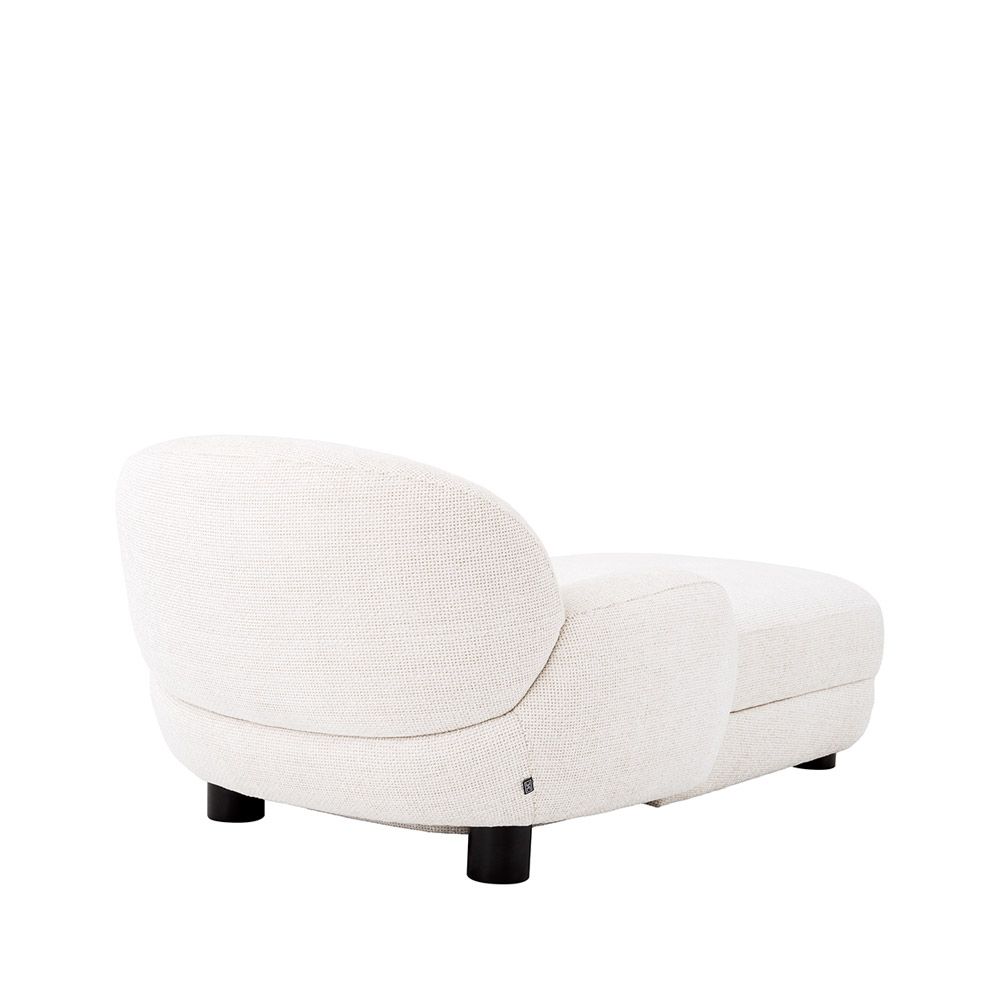 Elegant and sumptuous chaise longue with lyssa white fabric upholstery