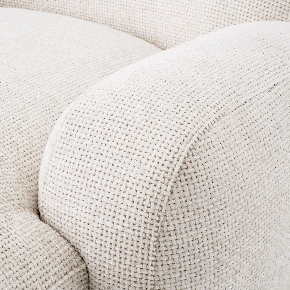 Elegant and sumptuous chaise longue with lyssa white fabric upholstery