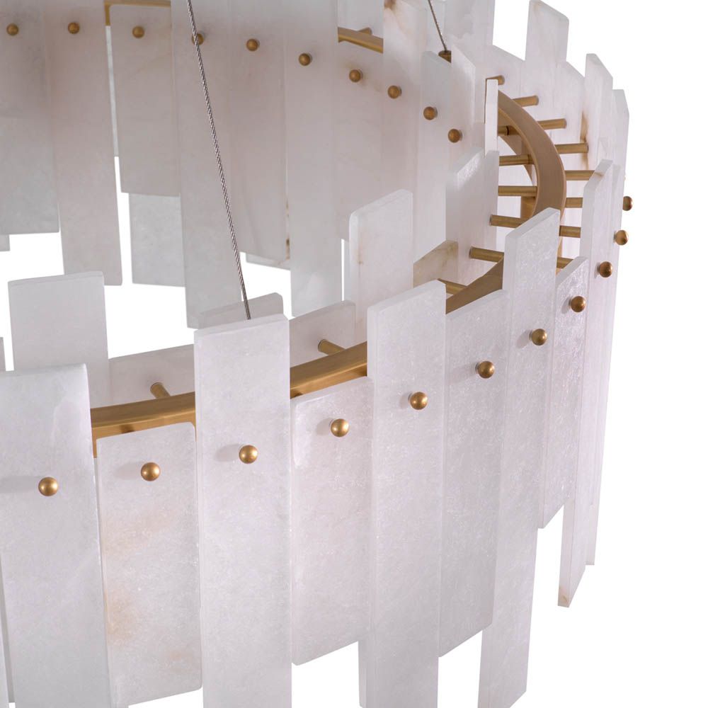 Round chandelier made up of alabaster panels