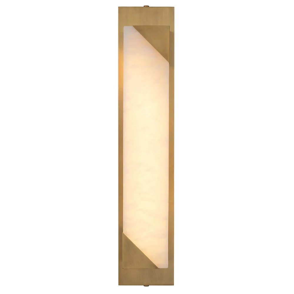 Brass wall light with cube alabaster light