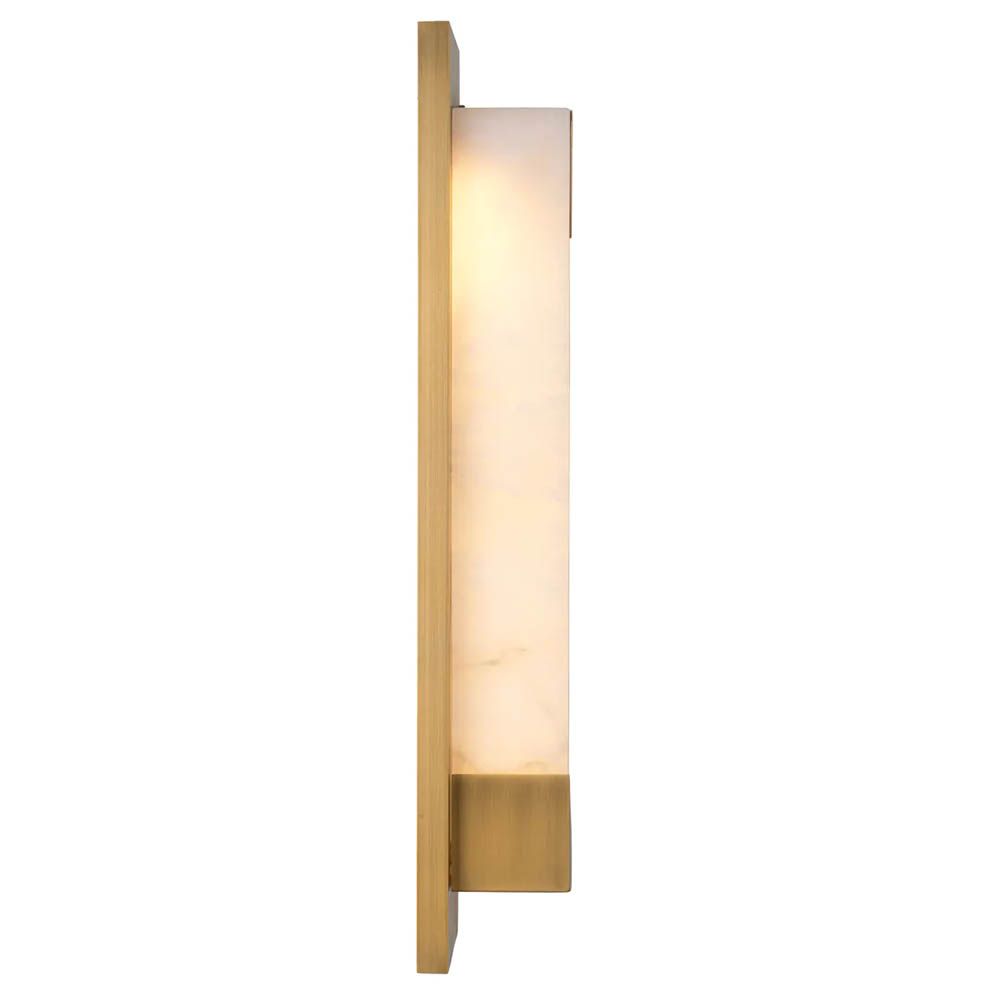 Brass wall light with cube alabaster light