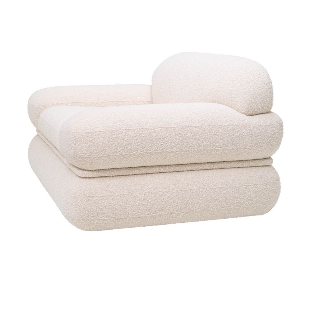 Plush, cloud-like armchair in boucle cream finish