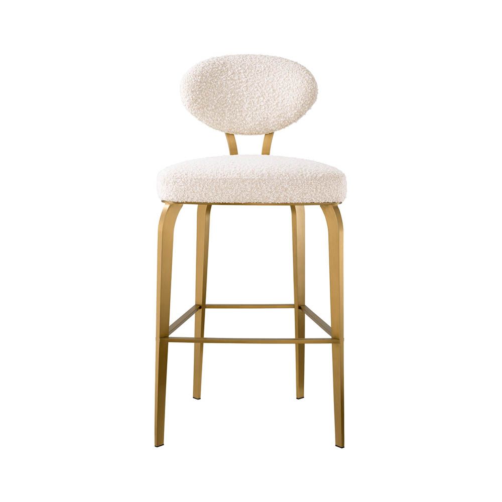 Opulent boucle stool with brass frame