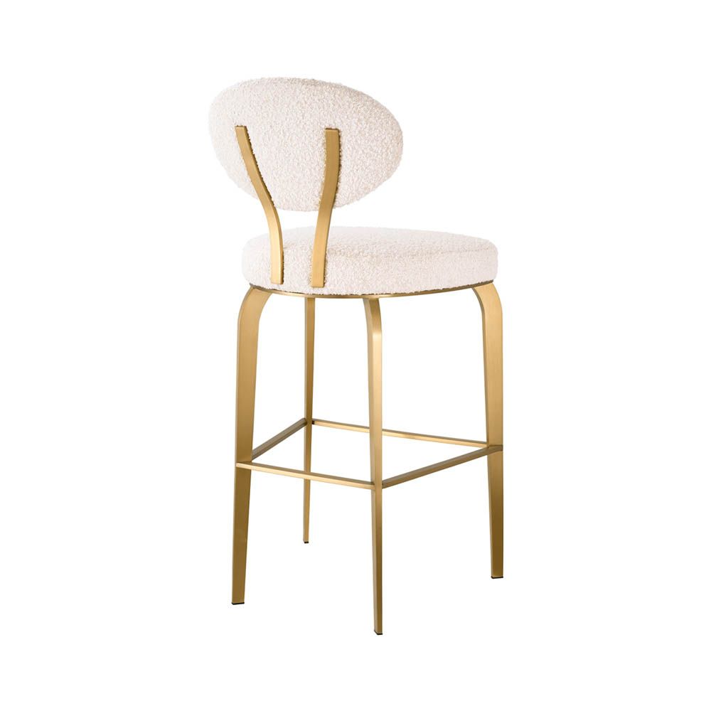 Opulent boucle stool with brass frame