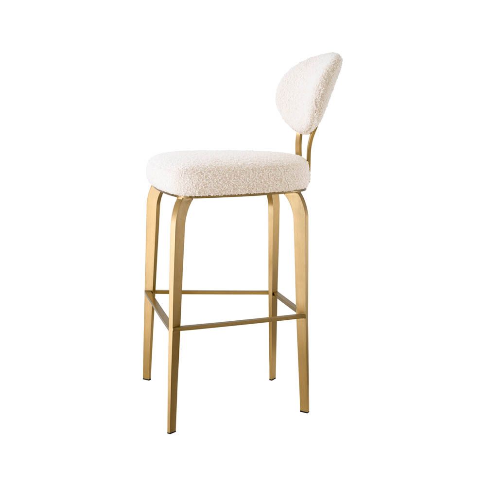 Opulent boucle stool with brass frame