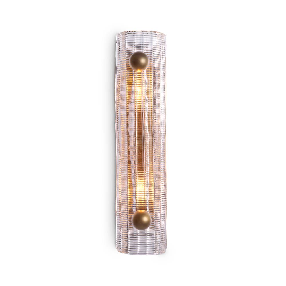 Glamorous brass wall lamp with textured glass shade