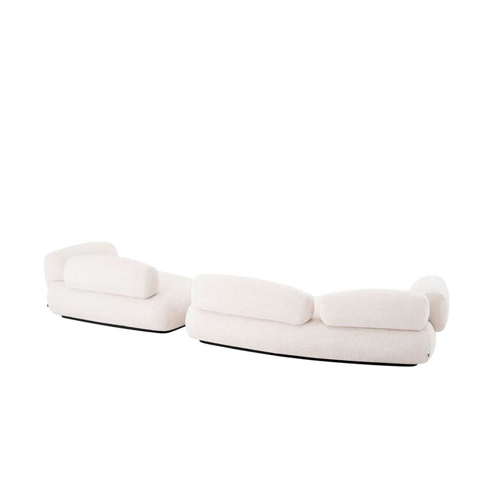 Rounded, shapely sofa upholstered in Lyssa Off-White
