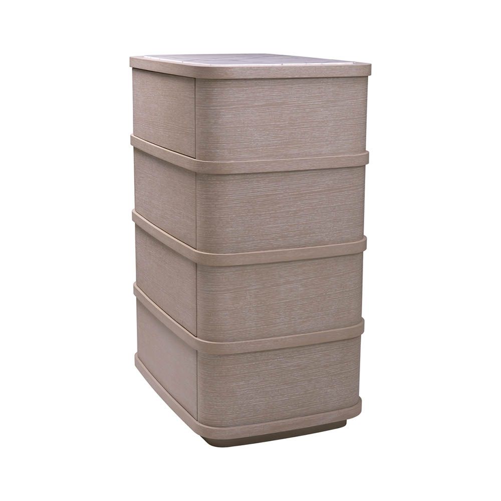 Washed oak chest of drawers with marble top