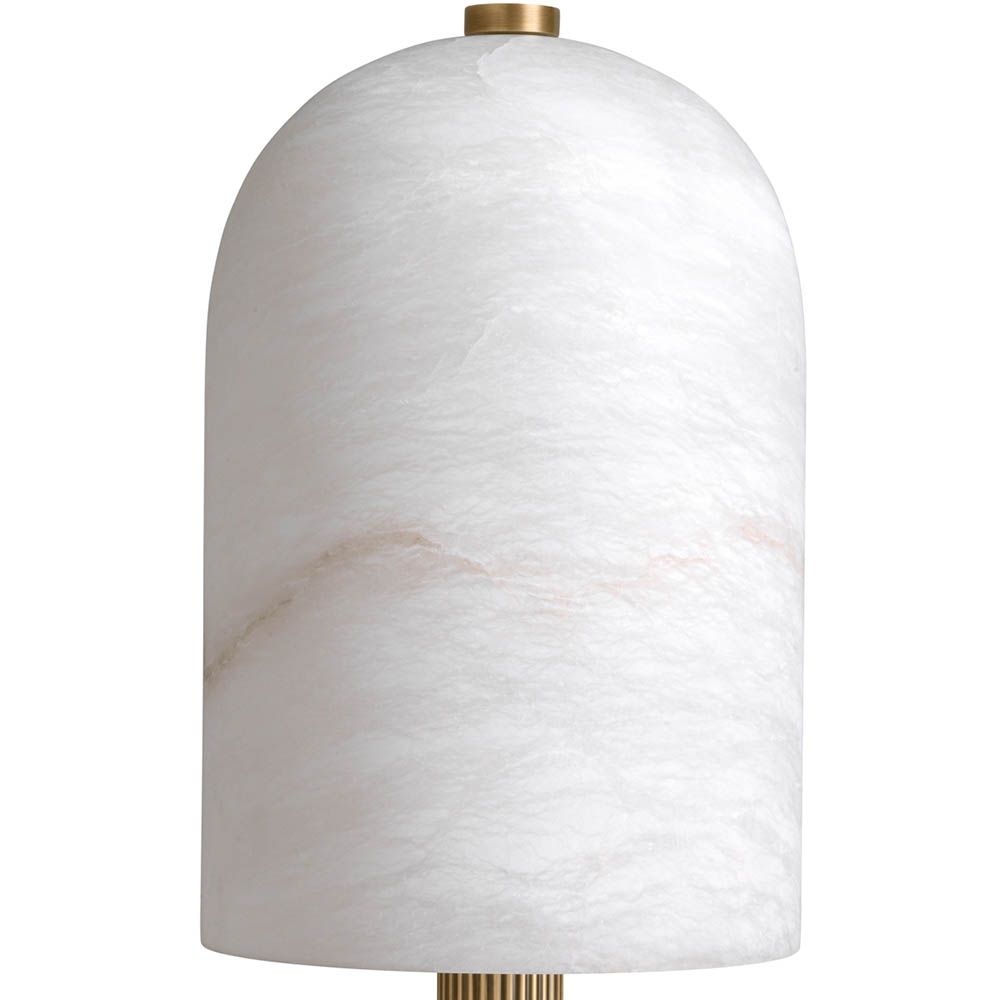 Art deco-inspired table lamp with round alabaster shade. 