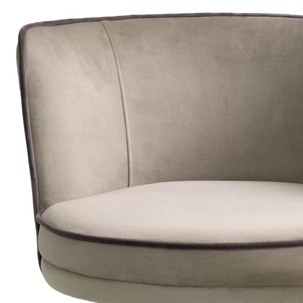 High back classic Savona greige velvet upholstery and contrast piping