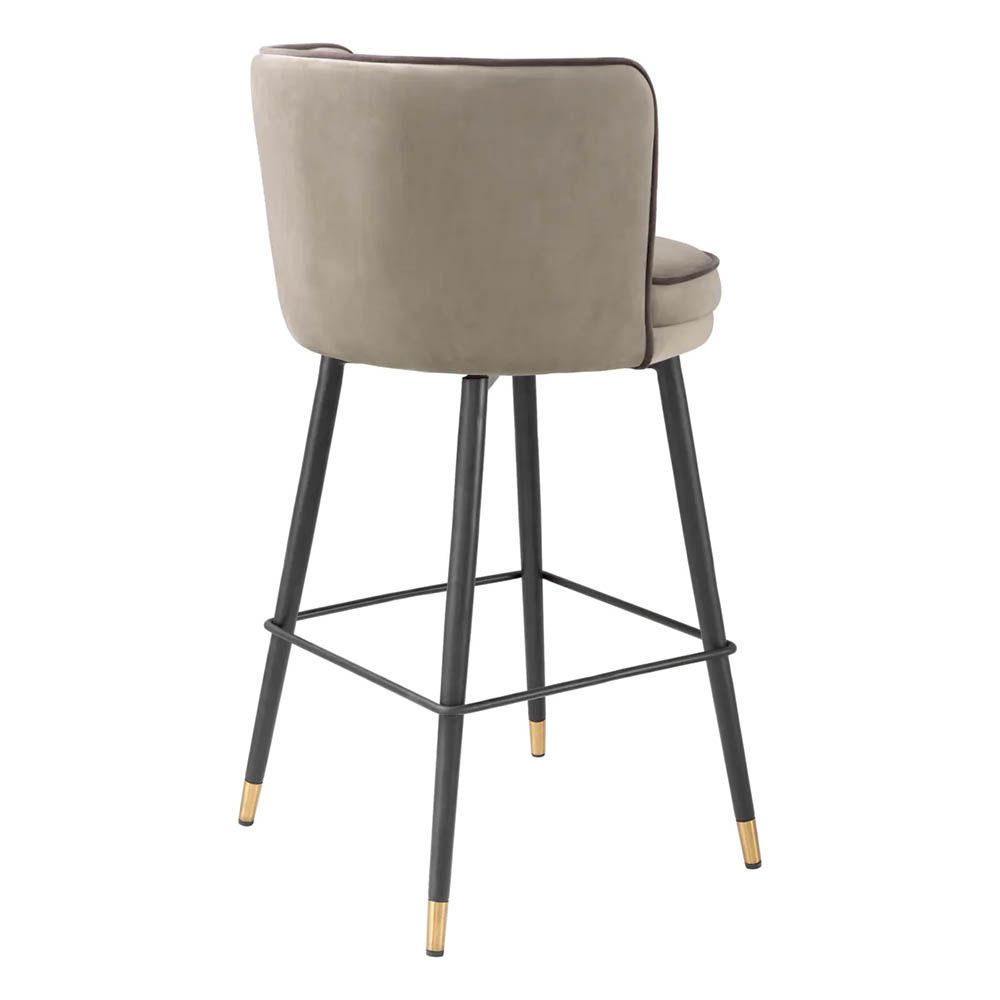 Wrap around back counter stool in sumptuous savona greige upholstery