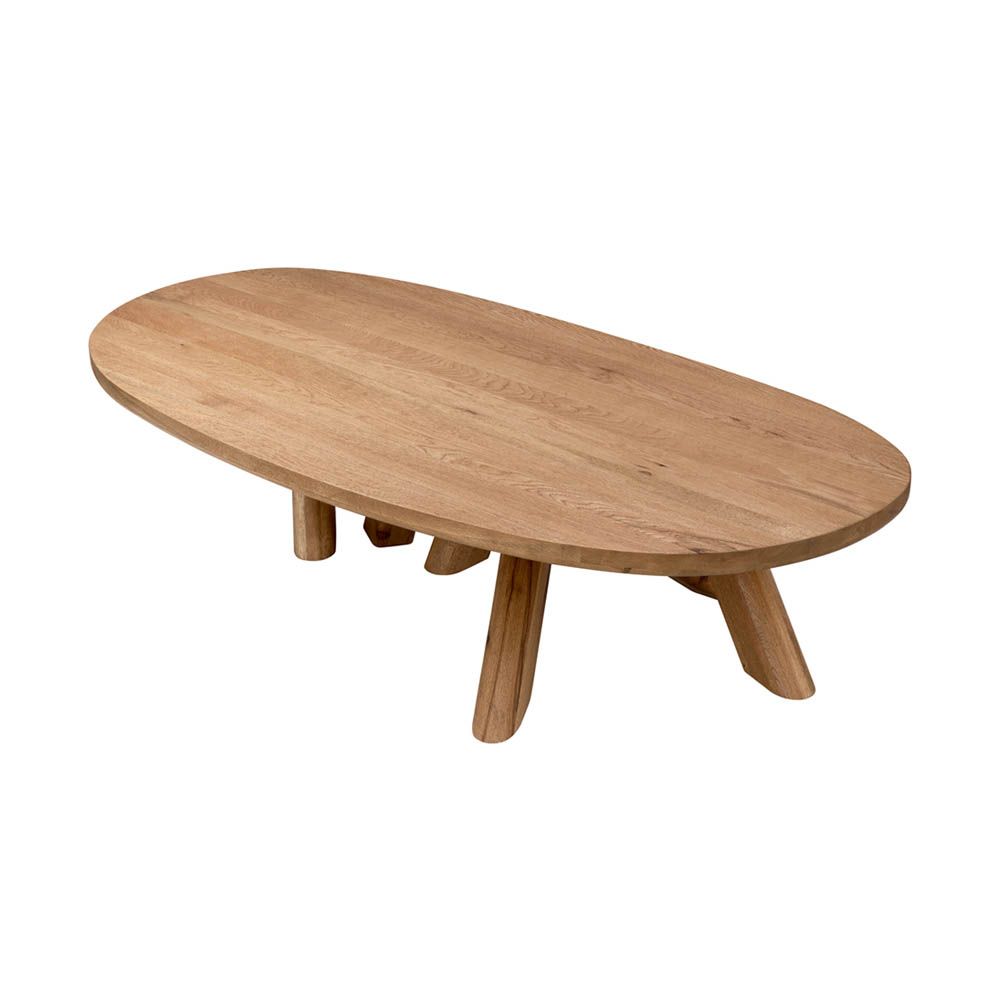 Illustrious oak table with overlapping legs and rounded edges