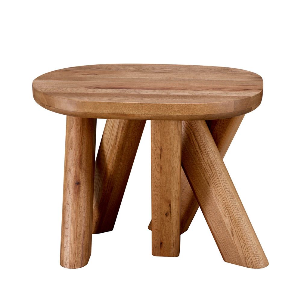 Illustrious oak table with overlapping legs and rounded edges
