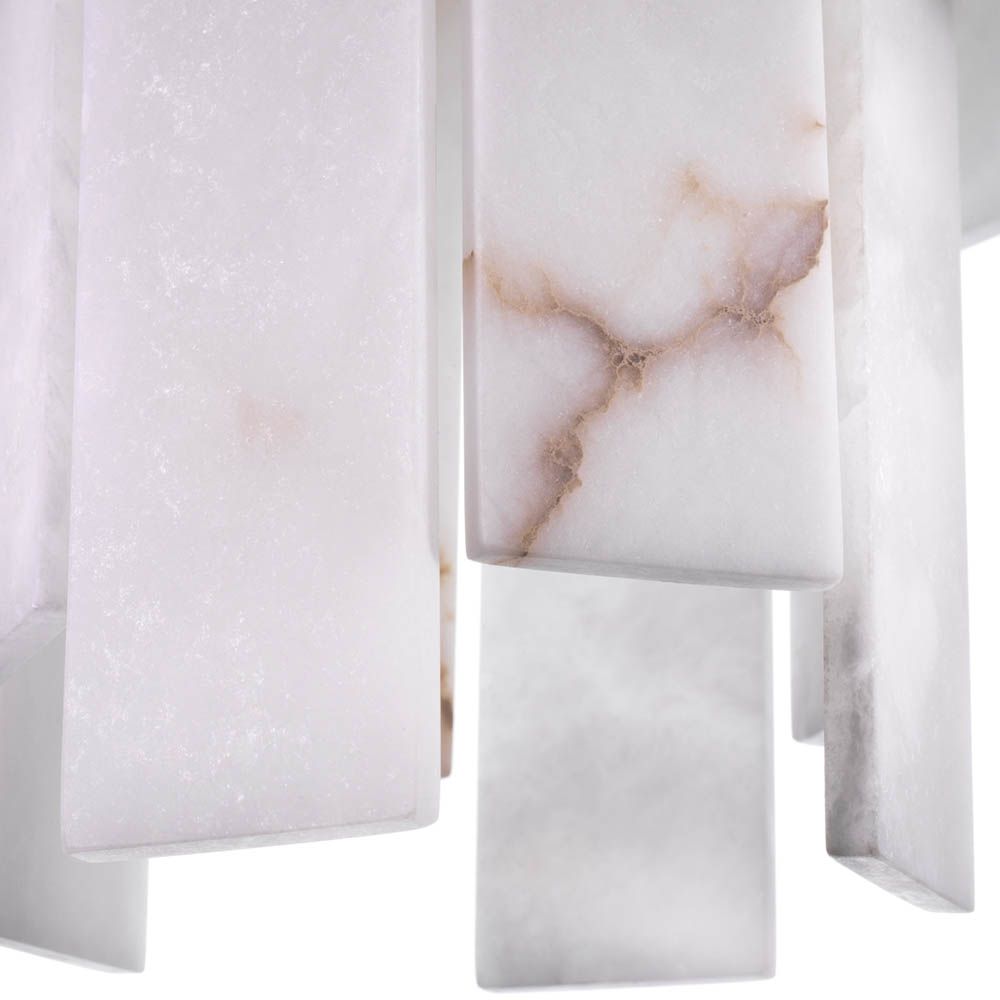 Dynamic chandelier with alabaster panels and brass details