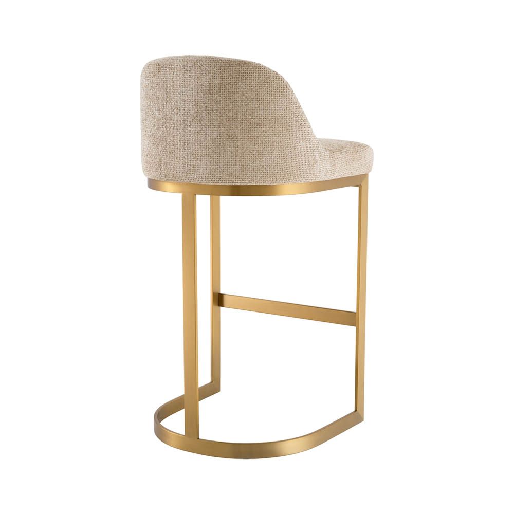 Opulent stool in lyssa sand upholstery with brass frame