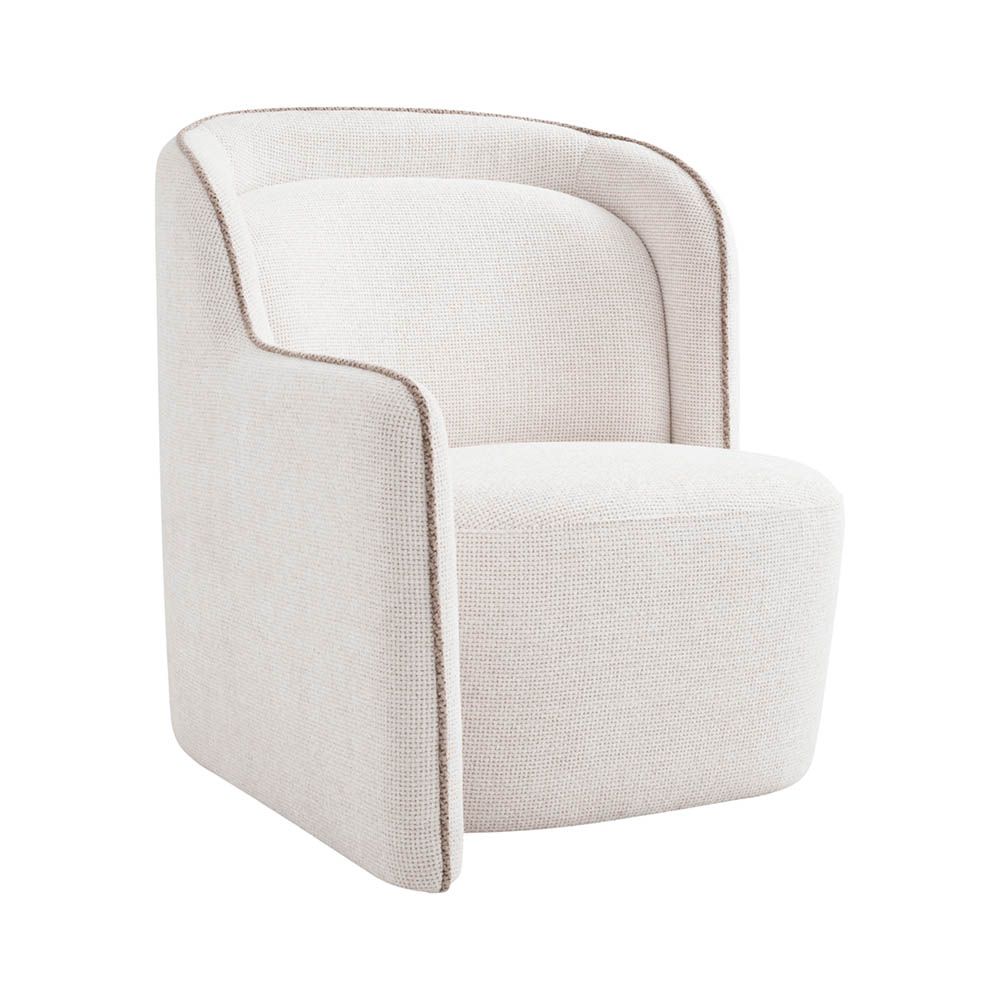 Elegant, sculptural chair with contrast piping detail