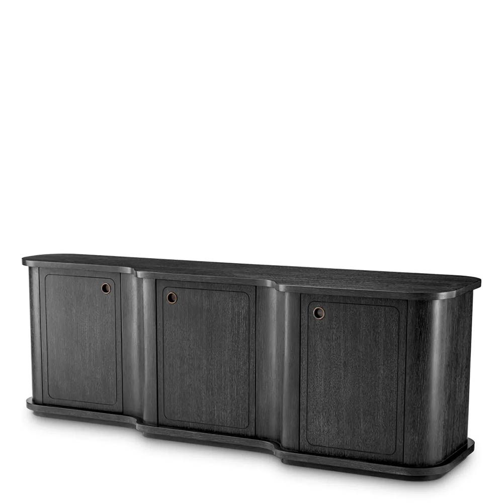 Wooden three-drawer dresser finished in charcoal grey oak veneer