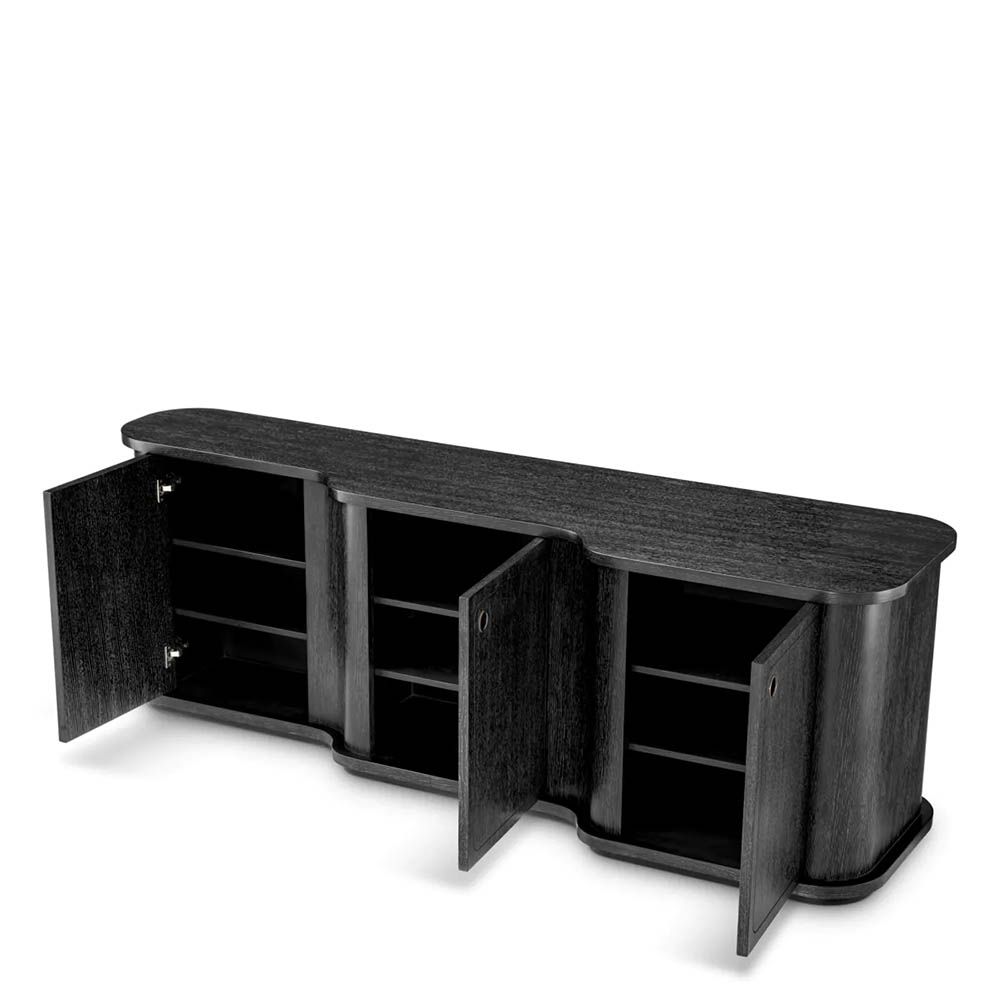 Wooden three-drawer dresser finished in charcoal grey oak veneer