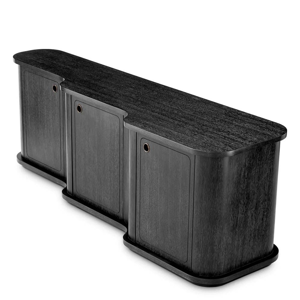 Wooden three-drawer dresser finished in charcoal grey oak veneer