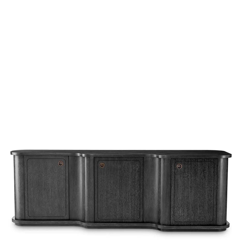 Wooden three-drawer dresser finished in charcoal grey oak veneer