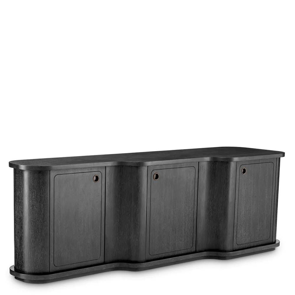Wooden three-drawer dresser finished in charcoal grey oak veneer