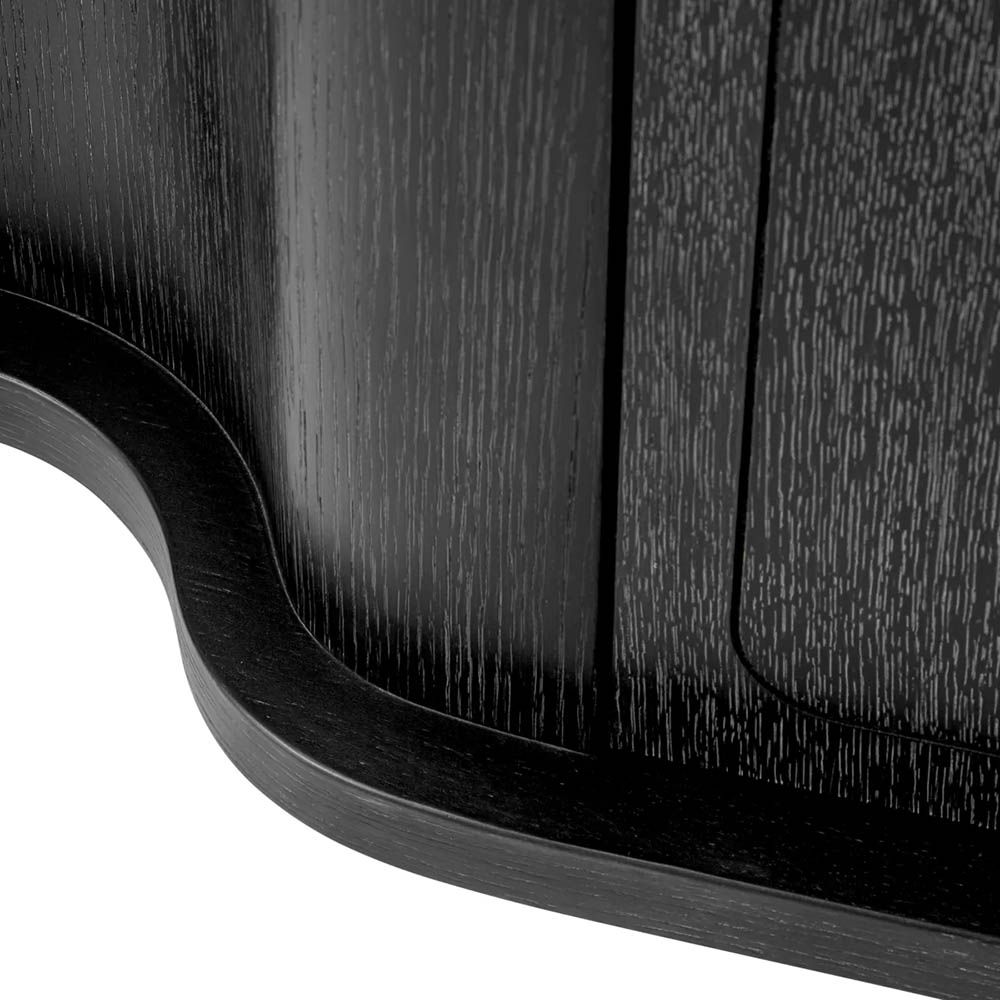 Wooden three-drawer dresser finished in charcoal grey oak veneer