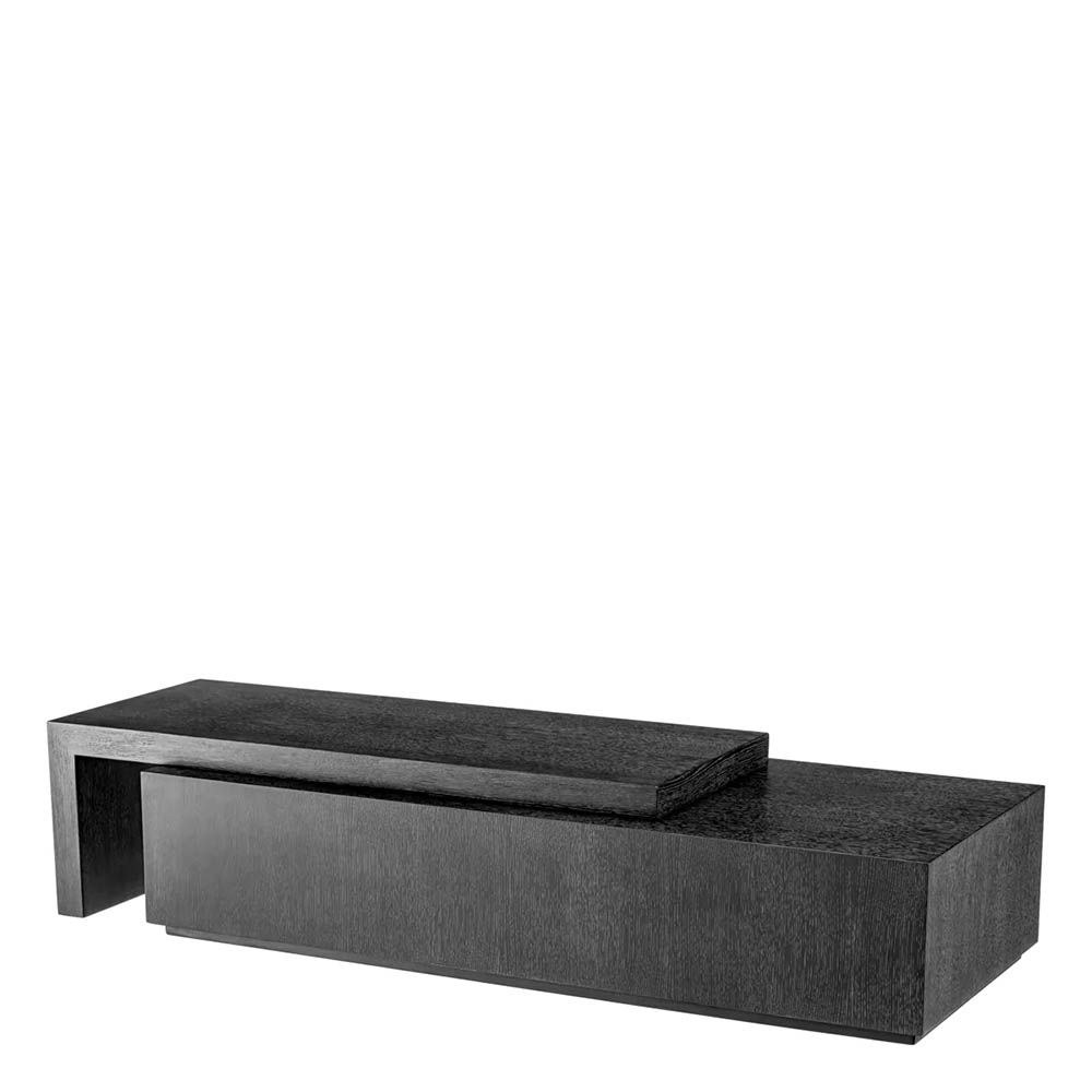 Contemporary coffee table with charcoal grey oak veneer and innovative rotating top