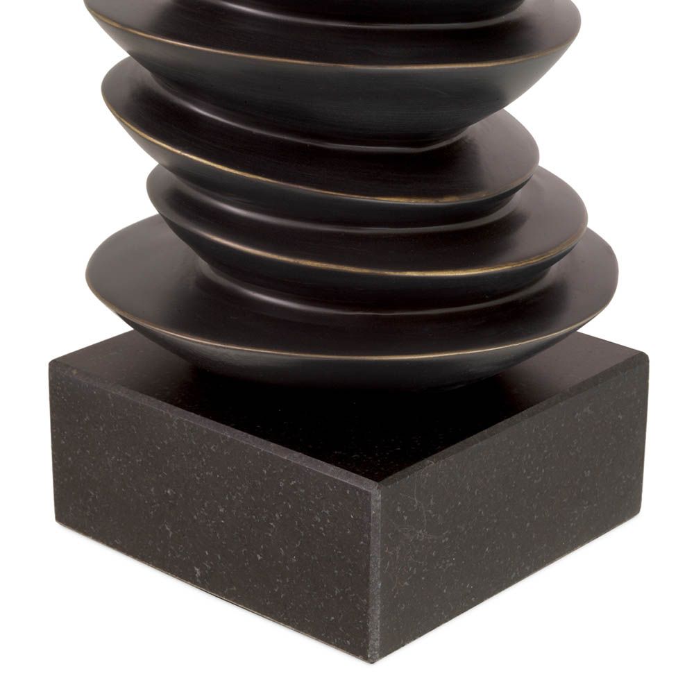 Stacked design bronze table lamp with black shade