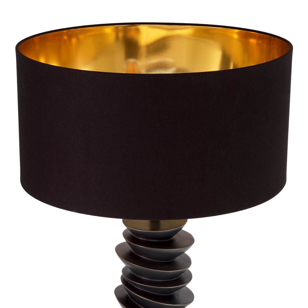 Stacked design bronze table lamp with black shade