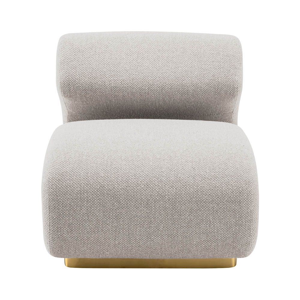 Unique lounge chair with a contemporary silhouette and grey upholstery 