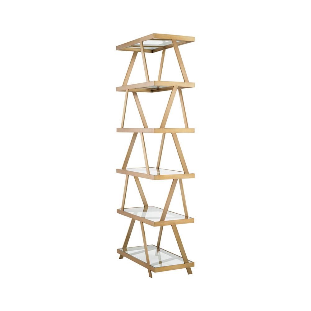 Brass geometric cabinet with glass tops