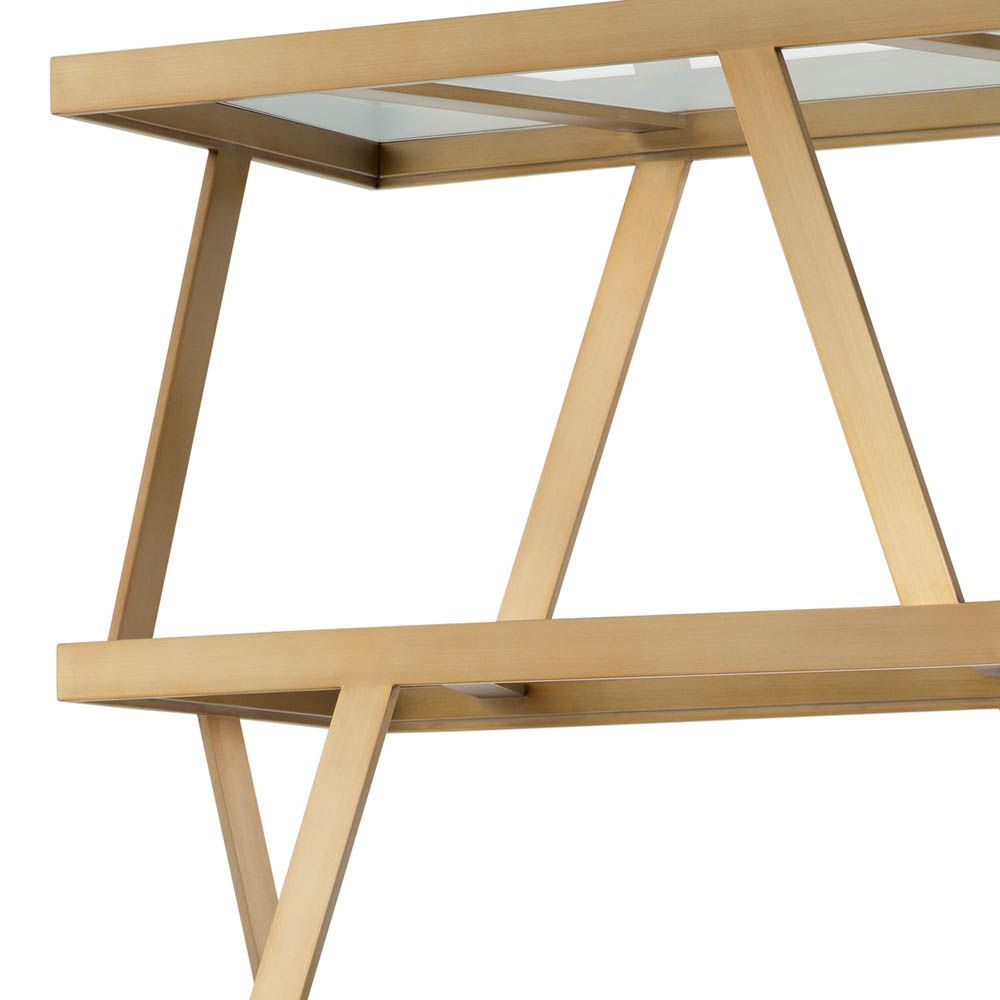 Brass geometric cabinet with glass tops