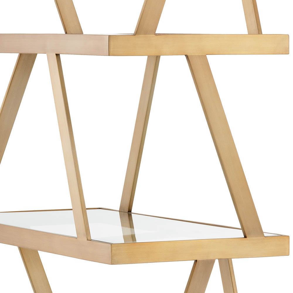 Brass geometric cabinet with glass tops