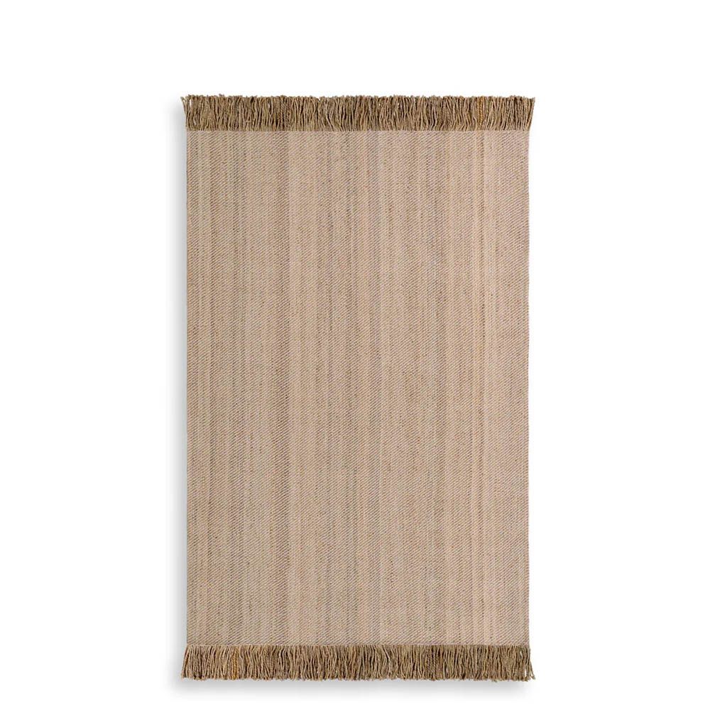 Natural rectangular jute rug with fringing 