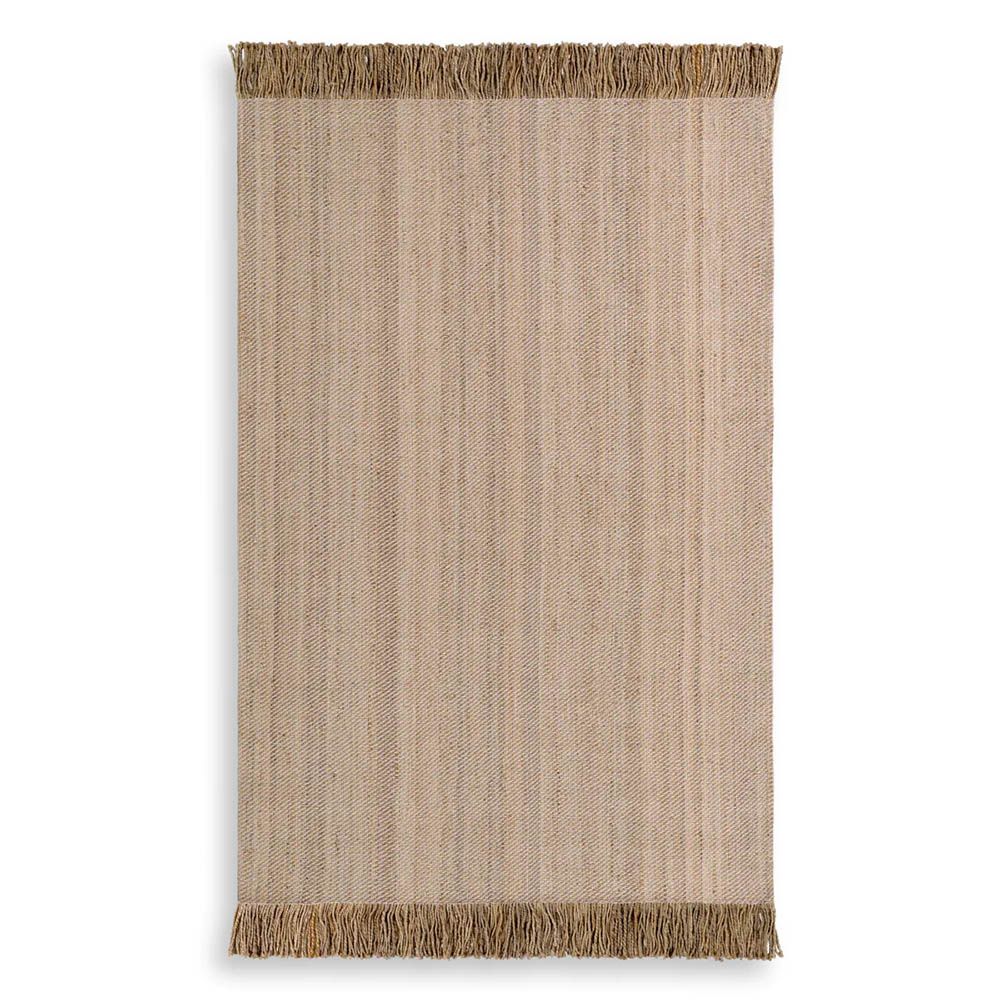Large natural jute rug with fringe detail 