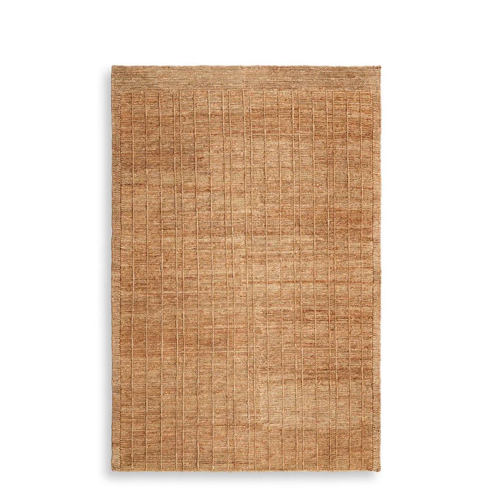 Hand knotted rug with a flat weave crafted from jute