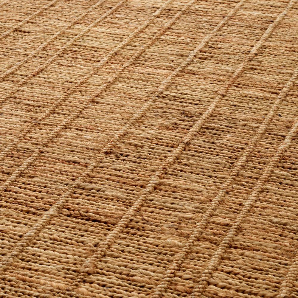 Large hand knotted rug with a flat weave from jute