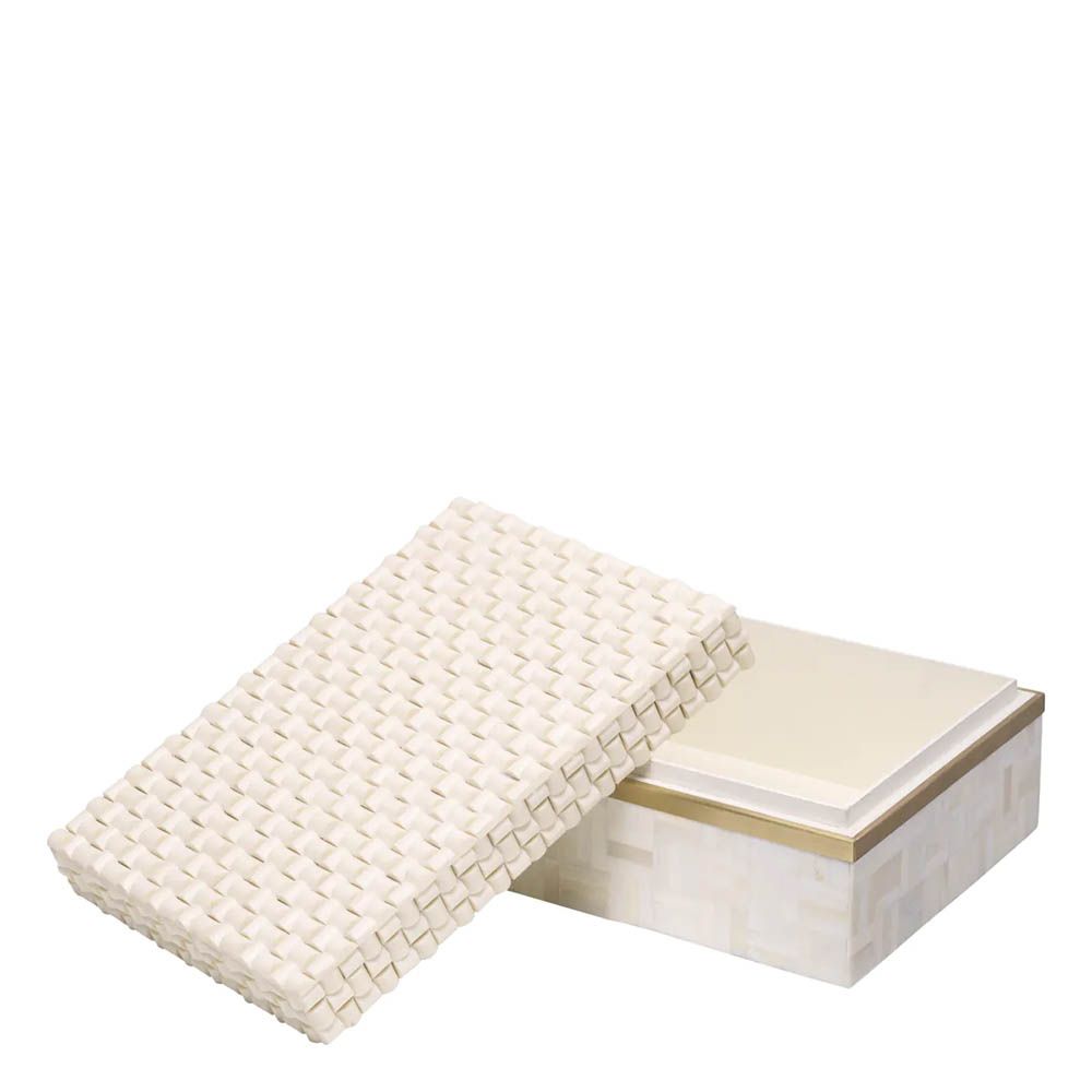 Cream resin box with handcrafted mixed patterns 