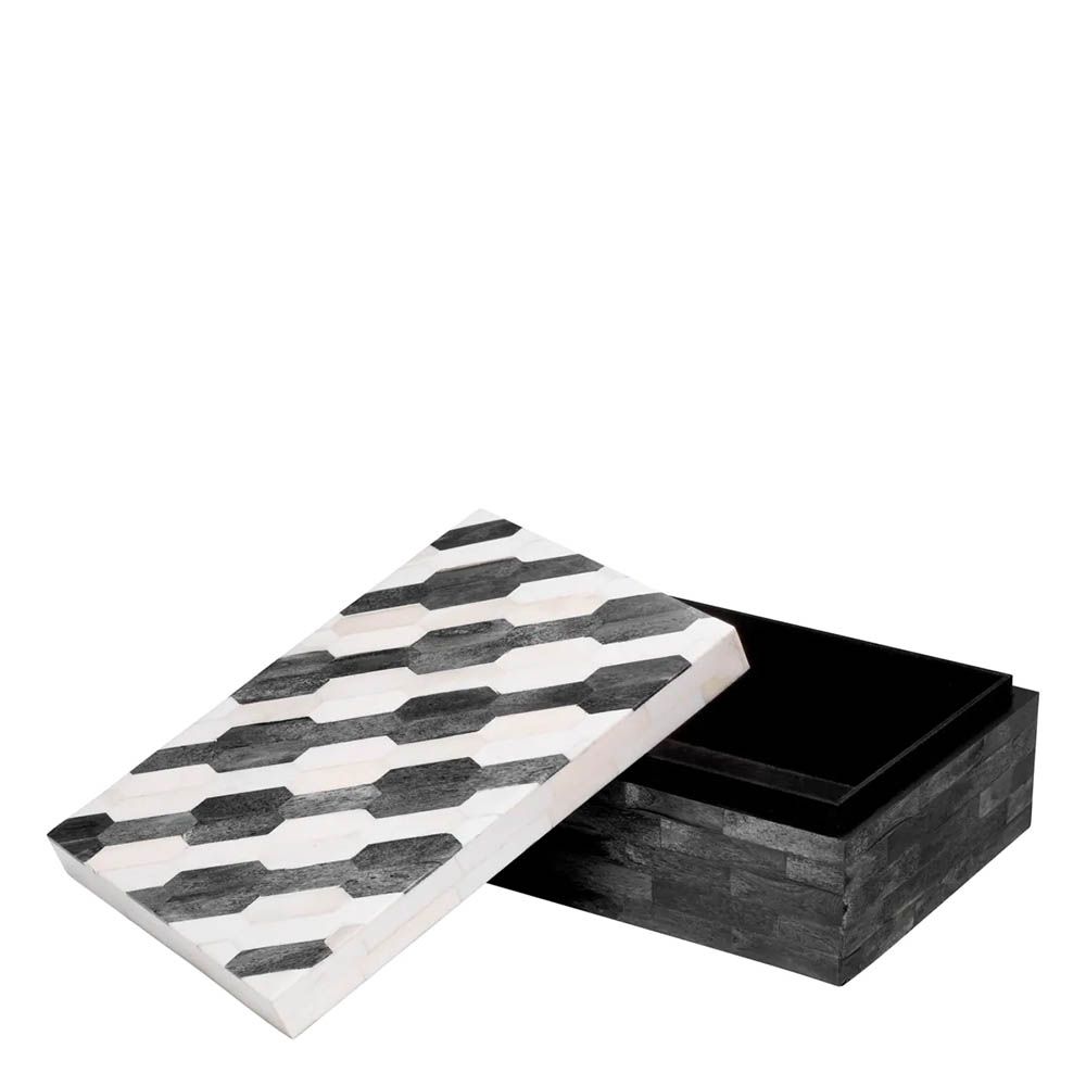 Small grey and cream patterned resin box