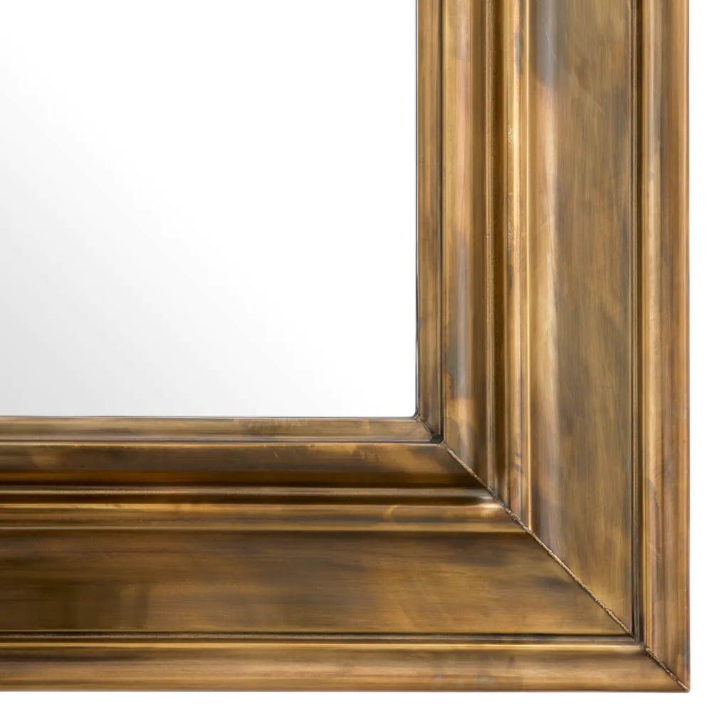 Sophisticated square mirror with large vintage brass frame
