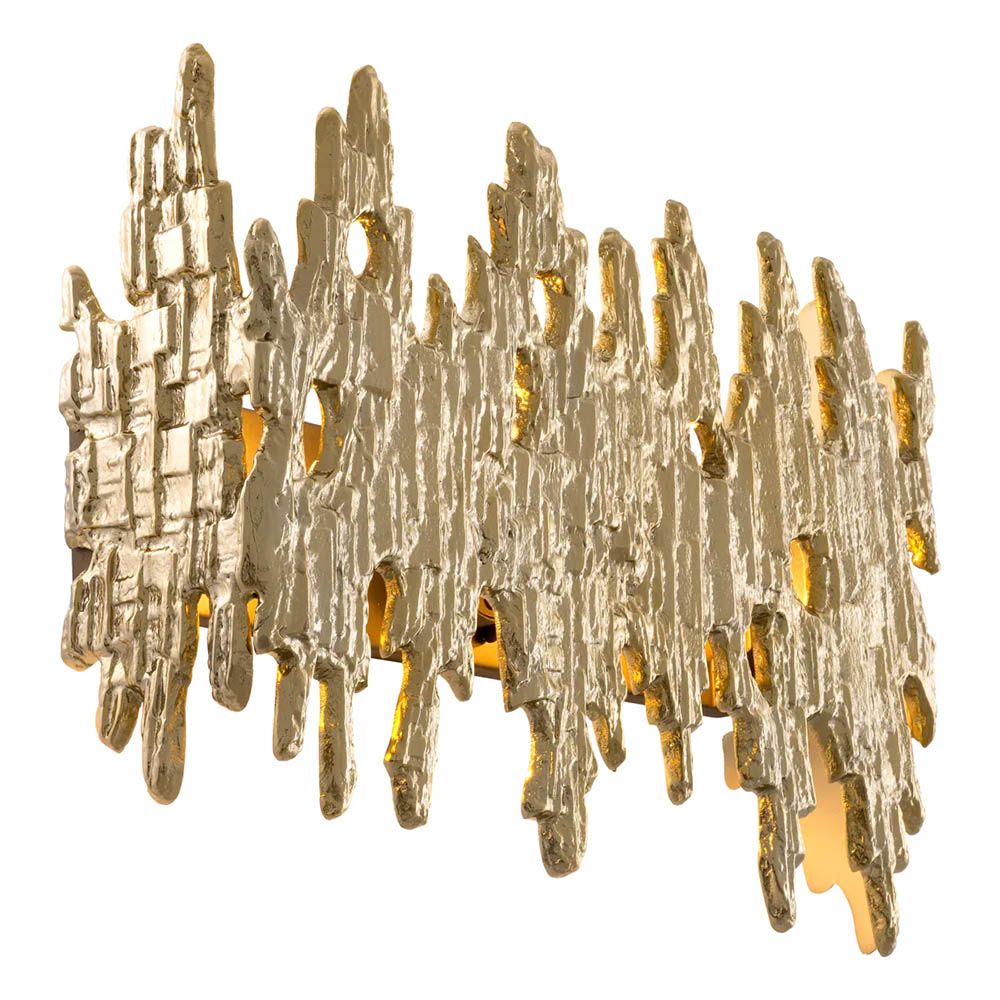 Wide gold drip style wall lamp with shiny finish