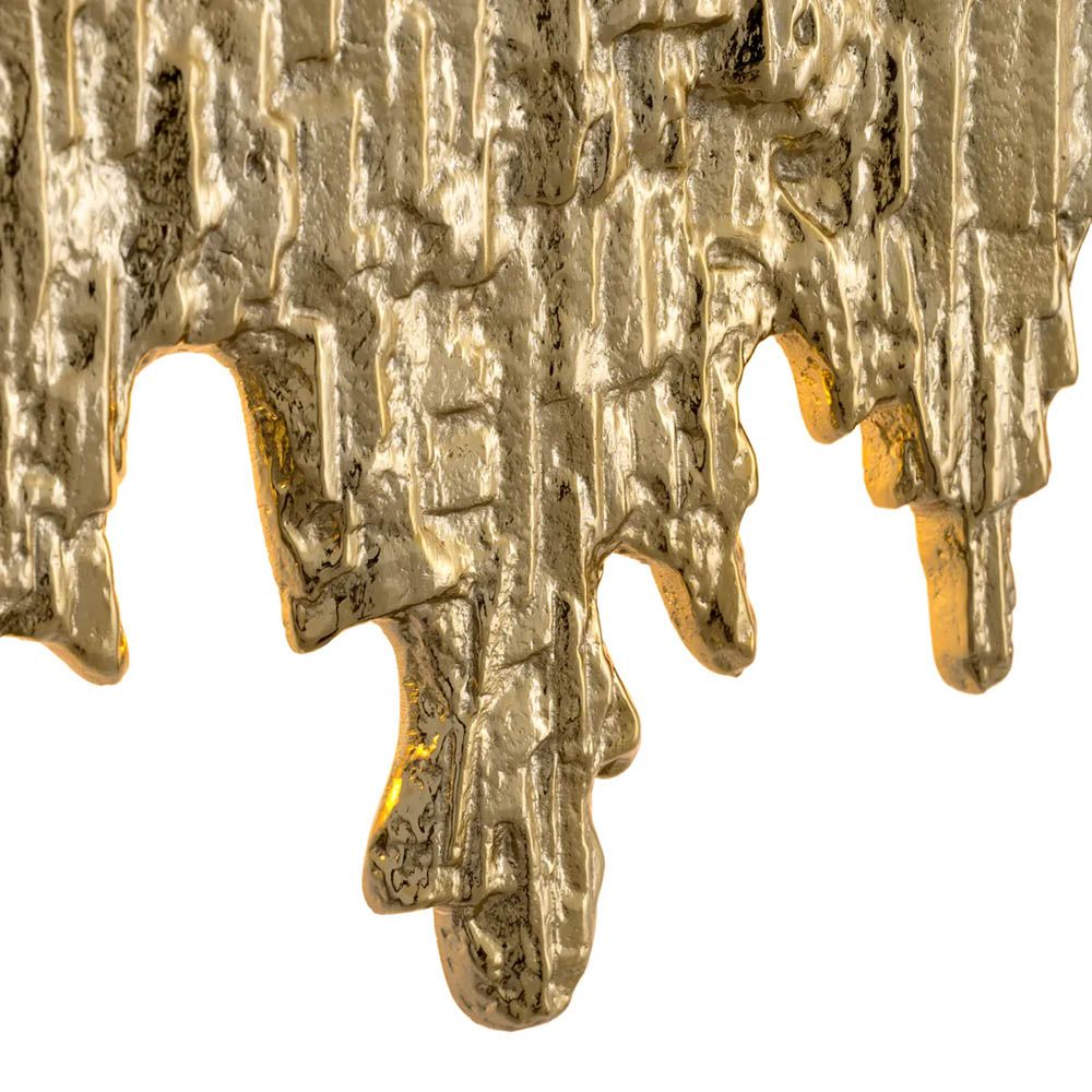 Wide gold drip style wall lamp with shiny finish