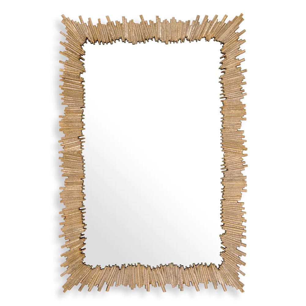 Gold finish mirror with spiky metal frame