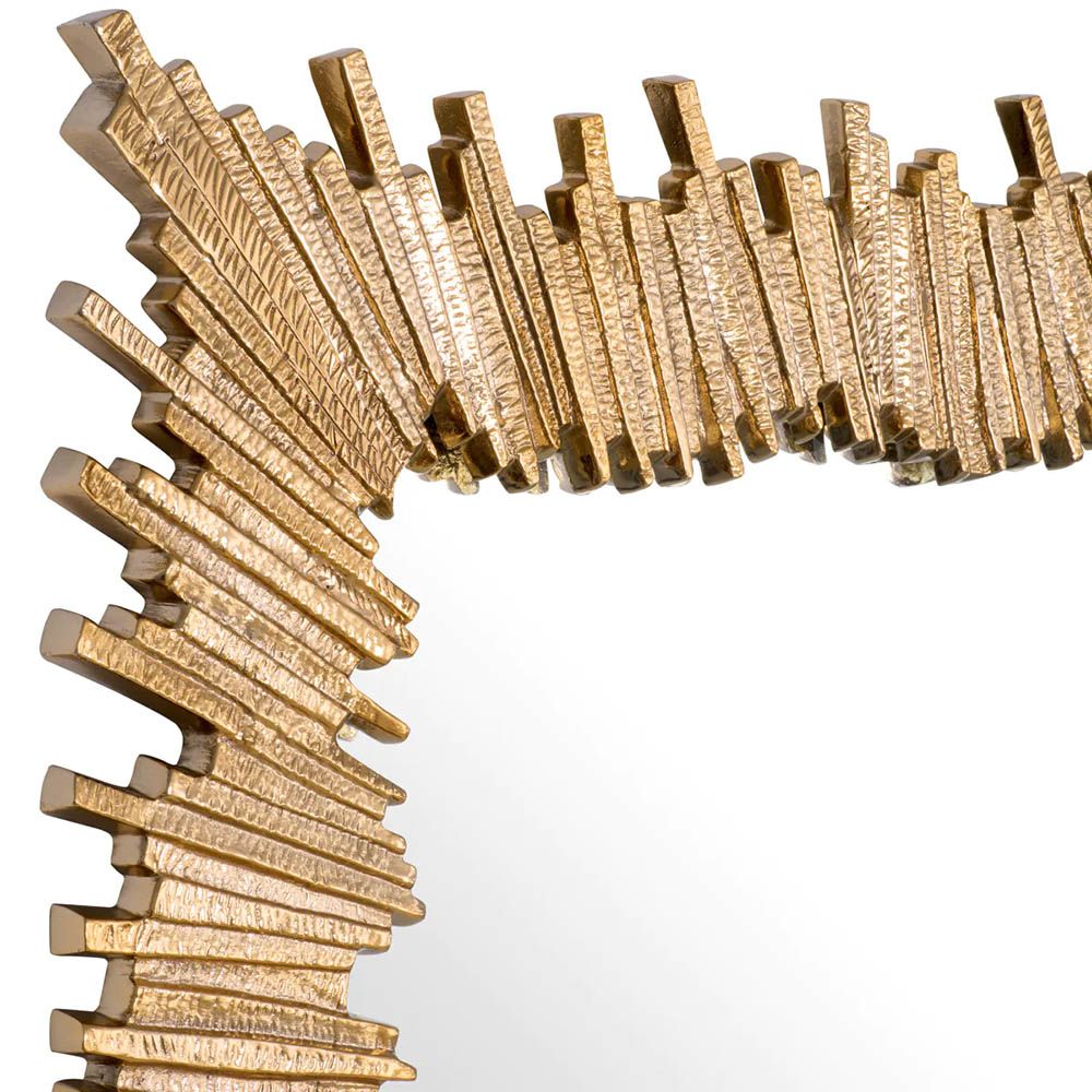 Gold finish mirror with spiky metal frame