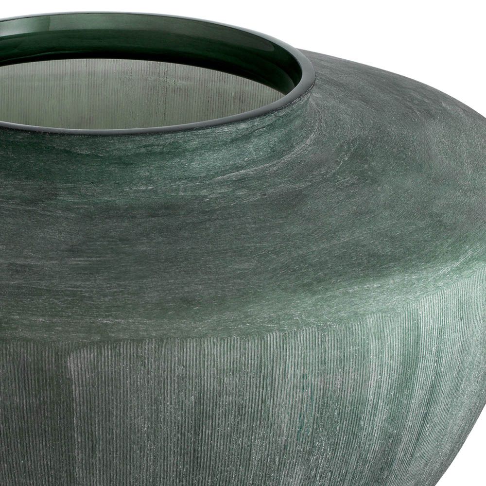 Green handblown glass vase